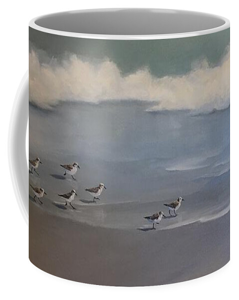 Sandpipers Coffee Mug featuring the painting Little Sandpipers by Judy Rixom