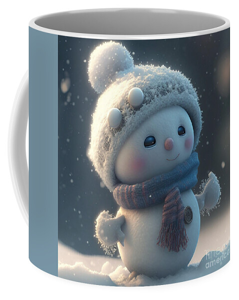 Snow Coffee Mug featuring the mixed media Little Snowman II by Jay Schankman