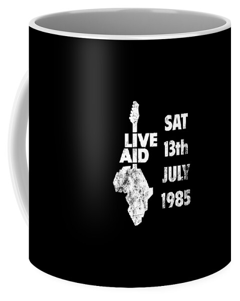 Live Coffee Mug featuring the digital art Live Aid 1985 white by Andrea Gatti