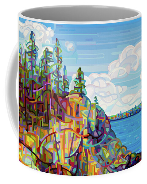 Summer Lake Coffee Mug featuring the painting Living on the Edge by Mandy Budan