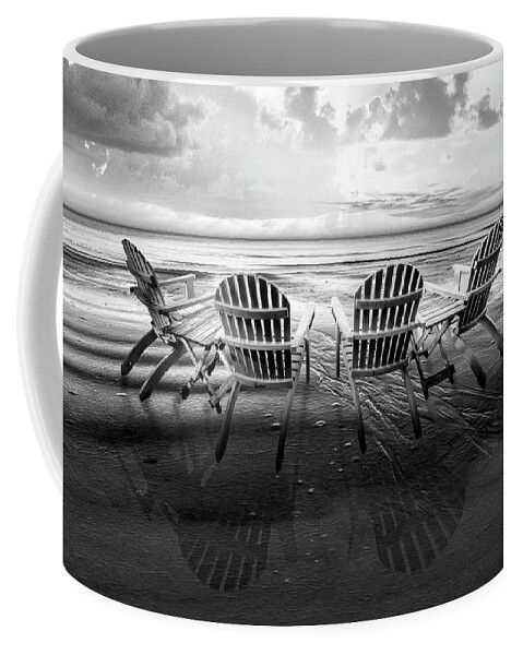 Black Coffee Mug featuring the photograph Living the Beach Life Black and White by Debra and Dave Vanderlaan