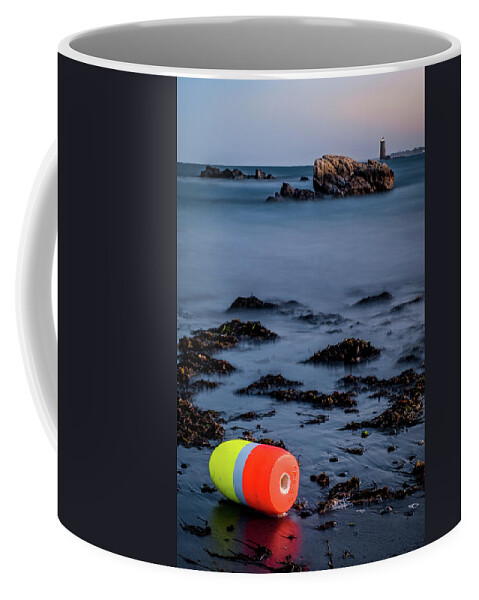 Bay Coffee Mug featuring the photograph Lobster Buoy And The Lighthouse by Jeff Sinon