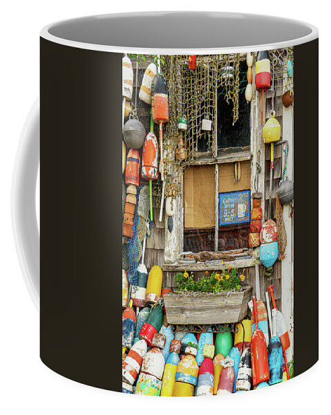 Blue Coffee Mug featuring the photograph Lobster Shack Wooden Window, Rockport, Massachusetts by Dawna Moore Photography