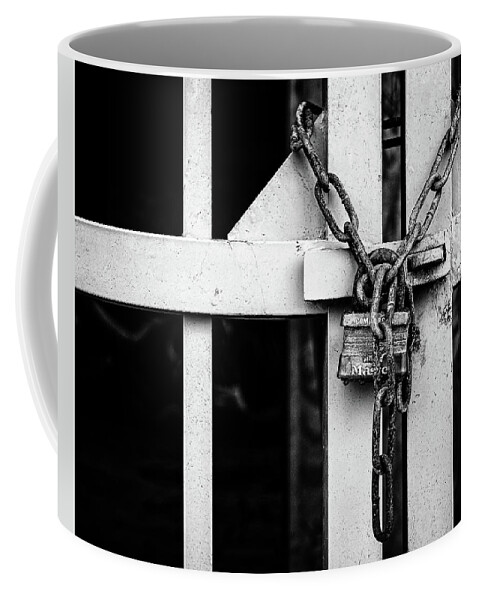  Coffee Mug featuring the photograph Lock And Chain by Steve Stanger