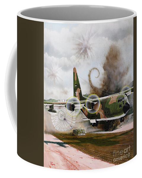 Aviation Coffee Mug featuring the painting Lockheed C-130A Hercules by Steve Ferguson