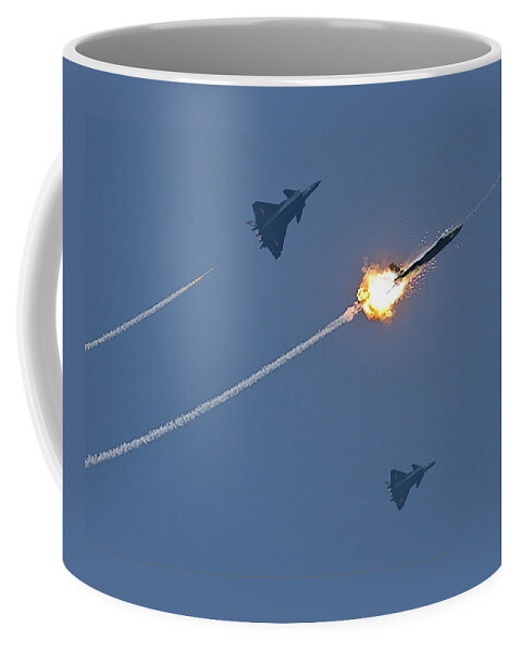 Lmt Coffee Mug featuring the digital art Lockheed LMT AIM-9X Downing J-20s by Custom Aviation Art