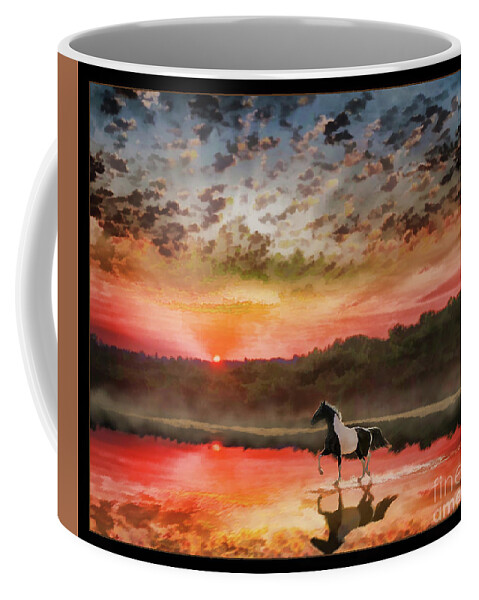 Paint Horses Coffee Mug featuring the digital art Logan's Sunset by Melinda Hughes-Berland