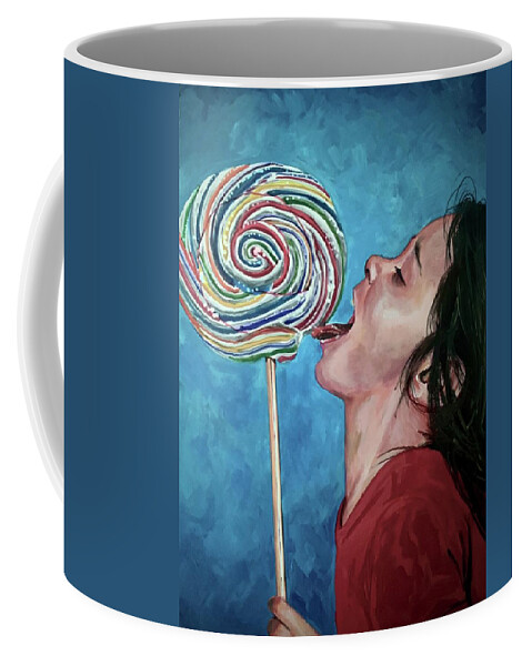 Lollipop Coffee Mug featuring the painting Lollipop by Joel Tesch