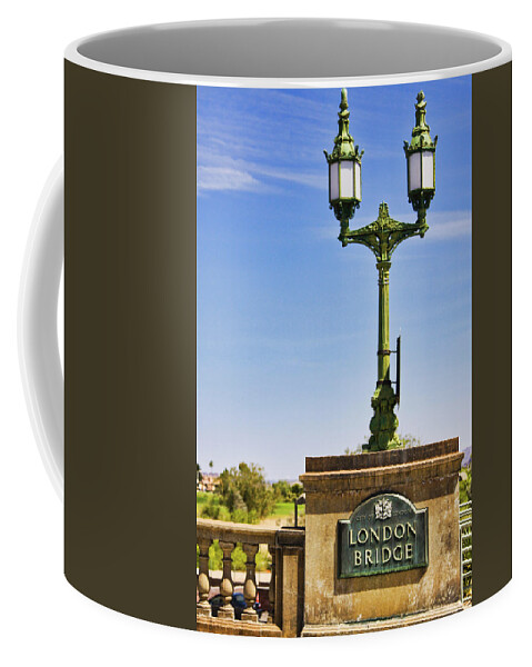 London Bridge Coffee Mug featuring the photograph London Bridge original sign, Arizona by Tatiana Travelways