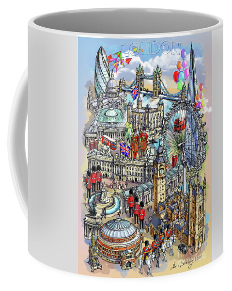 London Coffee Mug featuring the digital art London collage II by Maria Rabinky
