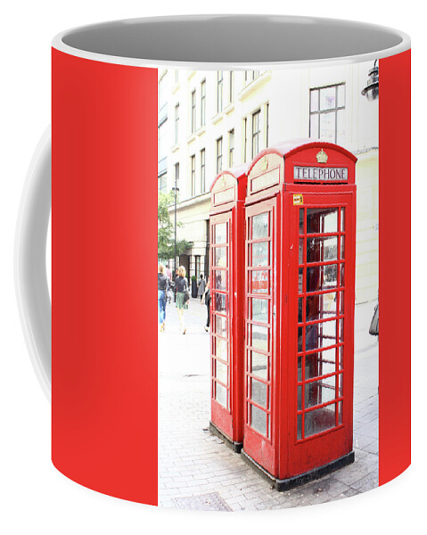 London Telephone Box Coffee Mug featuring the photograph London telephone booth by Kaoru Shimada