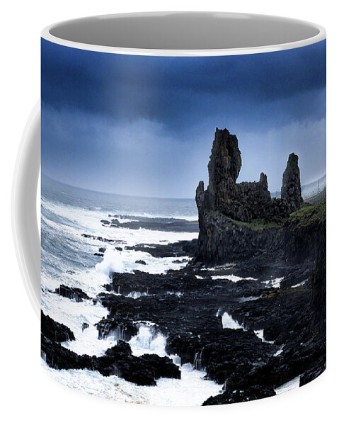 Iceland Coffee Mug featuring the photograph Londrangar - the Rocky Castle of Iceland by Dee Potter