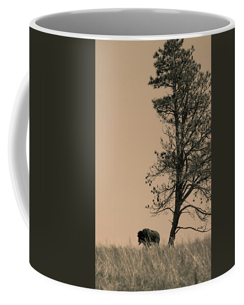 Bison Coffee Mug featuring the photograph Lone Bison by Larry Bohlin