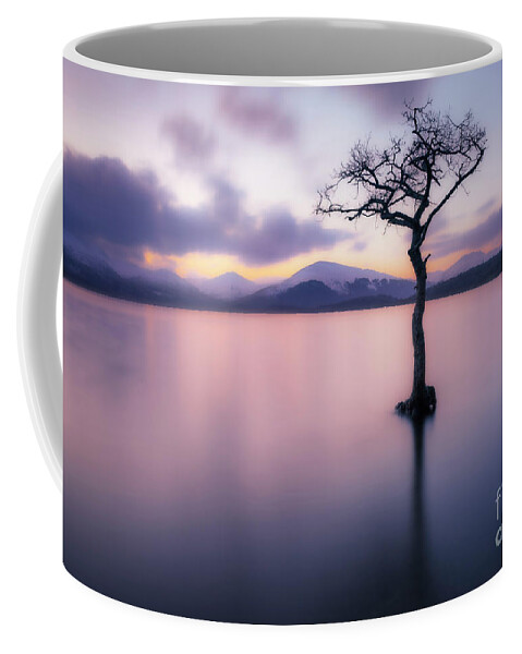 Loch Lomond Coffee Mug featuring the photograph Lone tree dusk at Milarrochy Bay, Loch Lomond, Scotland by Neale And Judith Clark