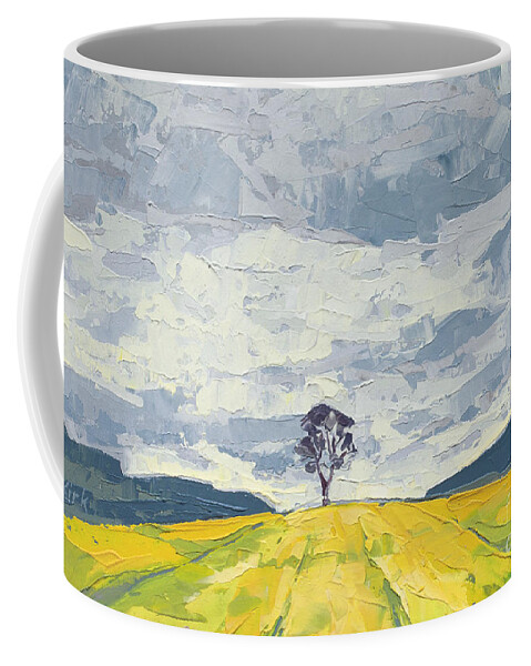 Oil Painting Coffee Mug featuring the painting Lone Tree, 2015 by PJ Kirk