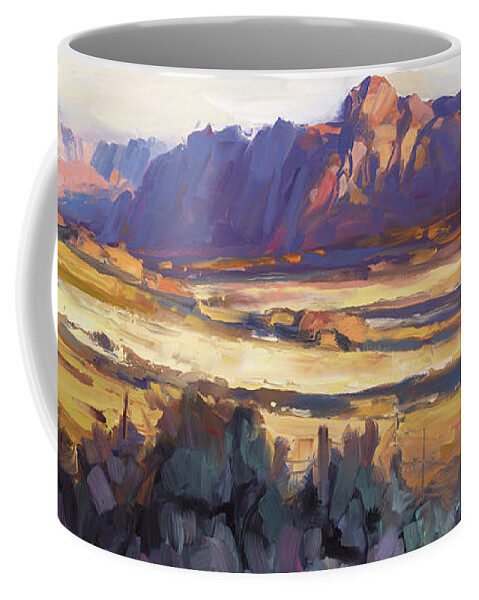 Zion Coffee Mug featuring the painting Long Shadows in Zion by Steve Henderson