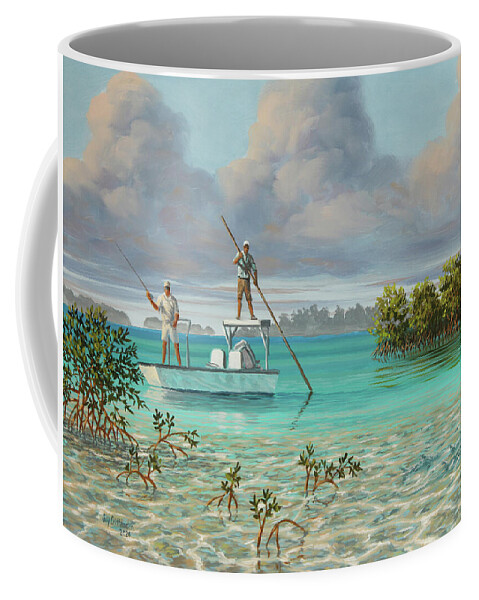 Bonefish Coffee Mug featuring the painting Long Shot by Guy Crittenden