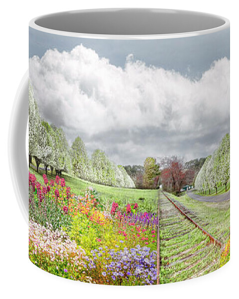 Andrews Coffee Mug featuring the photograph Longer Than Tracks in Soft Spring by Debra and Dave Vanderlaan