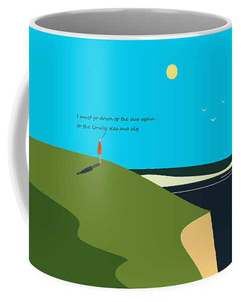The Sea Coffee Mug featuring the digital art Longing For The Sea. by Fatline Graphic Art
