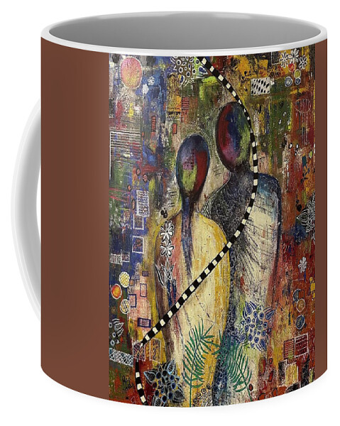 Abstract Figurative Coffee Mug featuring the painting Looking Ahead_1 by Raji Musinipally