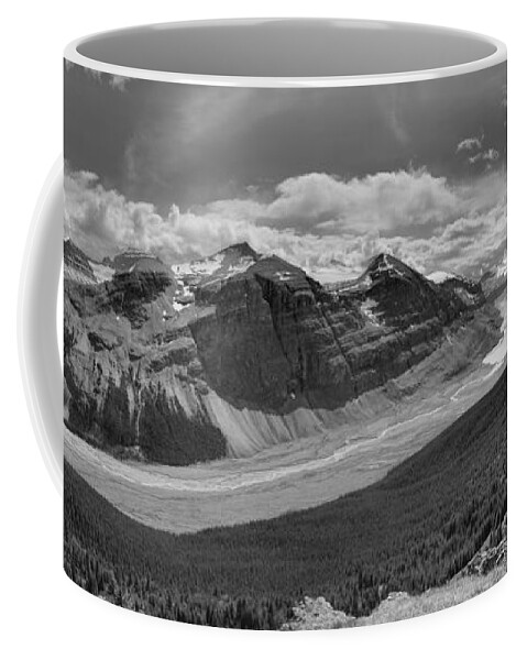 Parker Ridge Coffee Mug featuring the photograph Looking Out Over Parker Ridge Black And White by Adam Jewell
