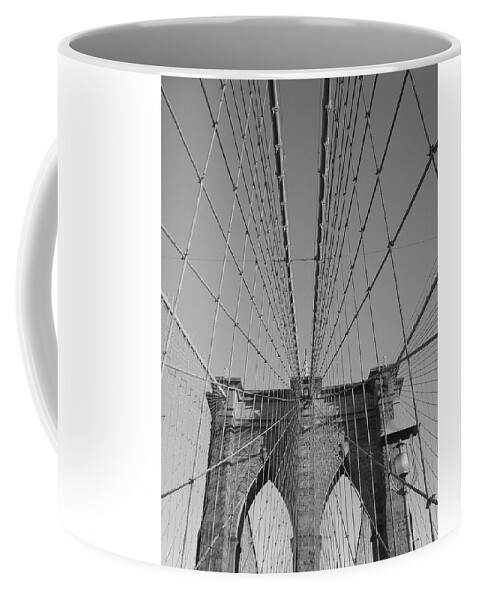 Nyc Coffee Mug featuring the photograph Looking Up at Brooklyn Bridge 3 by Tanya White