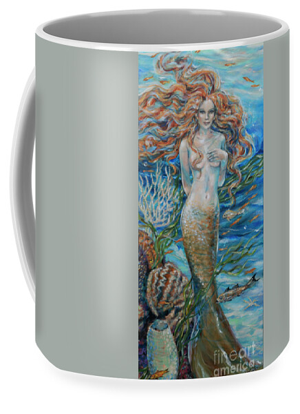Underwater Coffee Mug featuring the painting Lorelei Mermaid by Linda Olsen