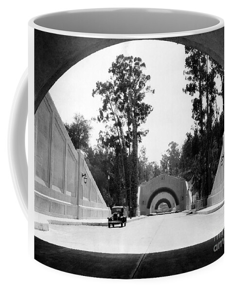 Los Angeles Coffee Mug featuring the photograph Los Angeles Figueroa Tunnels 1931 by Sad Hill - Bizarre Los Angeles Archive