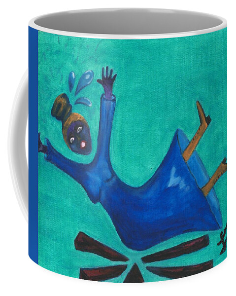 Blue Coffee Mug featuring the painting Losing My Head by Esoteric Gardens KN