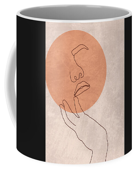 Lost In Dreams Coffee Mug featuring the mixed media Lost in Dreams - Minimal Abstract Line Art by Studio Grafiikka