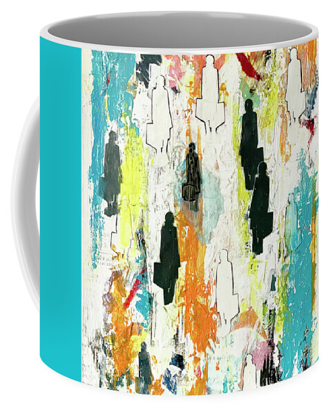 Abstract Coffee Mug featuring the mixed media Lost in the Future by Jessica Levant