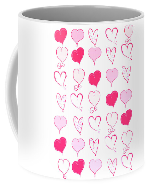 Hearts Coffee Mug featuring the digital art Lots of Pink by Moira Law