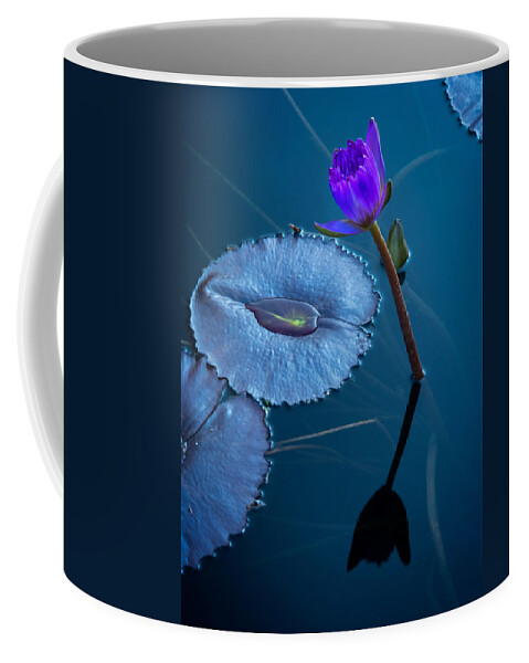 Lotus Coffee Mug featuring the photograph Lotus in Blue by Roberta Kayne