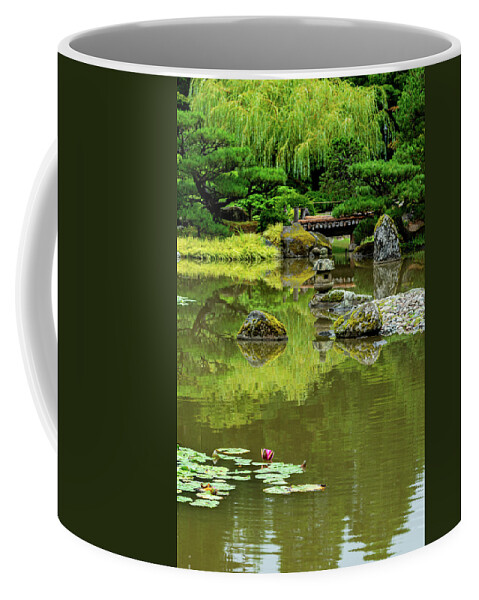Outdoor; Summer; Japanese Garden; Seattle; City; Park; Water Lilies; Lotus; Pond; Coffee Mug featuring the digital art Lotus in Japanese Garden by Michael Lee