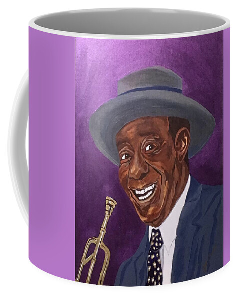 Louis Armstrong Coffee Mug featuring the painting Louis Sporting a New Hat by Bill Manson
