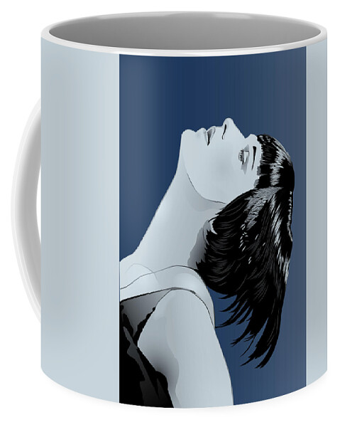 Louise Brooks Official Coffee Mug featuring the digital art Louise Brooks in Berlin - Indigo Dusk by Louise Brooks