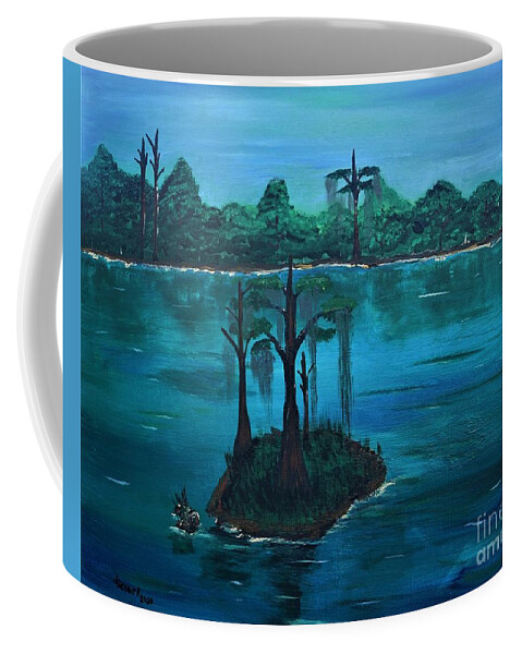Cypress Tree Coffee Mug featuring the painting Louisiana Swamp by Jimmy Clark
