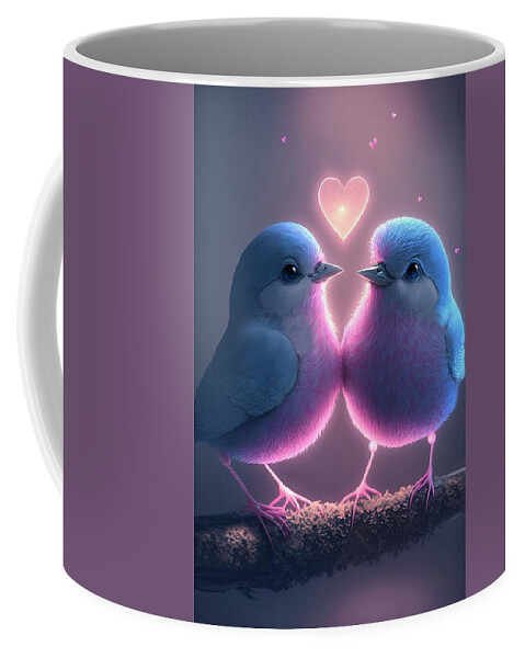 Love Birds Coffee Mug featuring the mixed media Love Birds 4 by Lilia D
