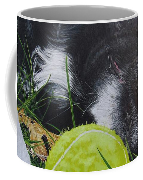 Dog Coffee Mug featuring the drawing Love for the Game by Kelly Speros