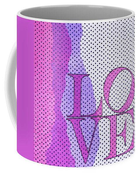 Love Coffee Mug featuring the painting LOVE in Hot Pink and Purple by Lynnie Lang