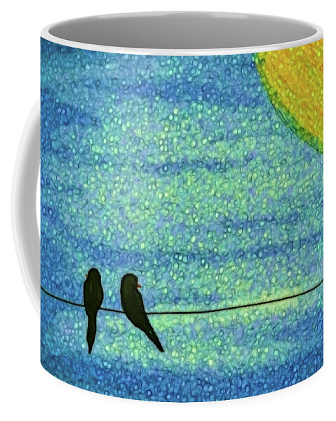 Sunset Coffee Mug featuring the digital art Love Is Sunsets For Two - No Words by Leslie Montgomery