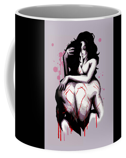Sex Coffee Mug featuring the drawing Love Marks by Ludwig Van Bacon