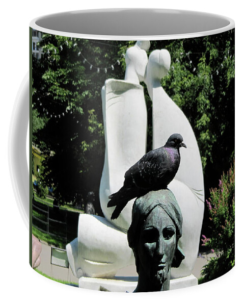 Pigeon Coffee Mug featuring the photograph Love On A Hot Afternoon by Calvin Boyer