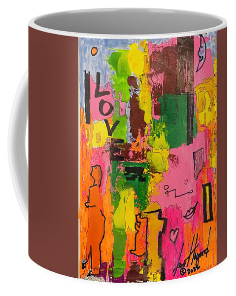  Coffee Mug featuring the mixed media Love with Figure 11145 by Lew Hagood
