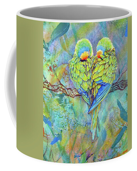 Lovebirds Coffee Mug featuring the painting Lovebirds by Pamela Kirkham