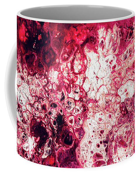 Abstract Coffee Mug featuring the painting Loved Again - Red Pink And White Abstract Painting by Modern Abstract