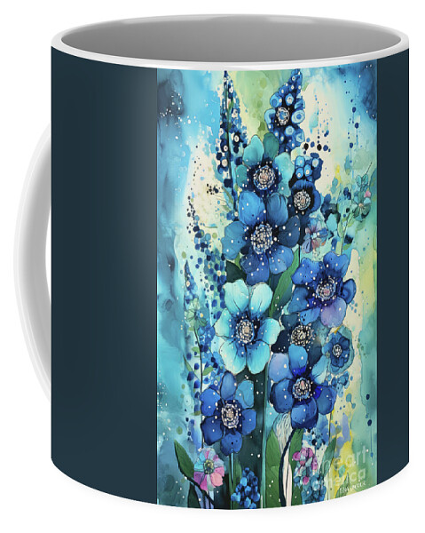 Blue Delphiniums Coffee Mug featuring the painting Lovely Delphiniums by Tina LeCour