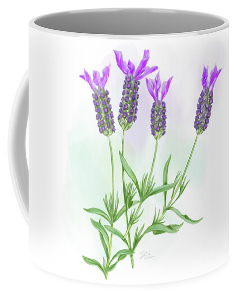 Lavender Coffee Mug featuring the mixed media Lovely Lavender by Shari Warren