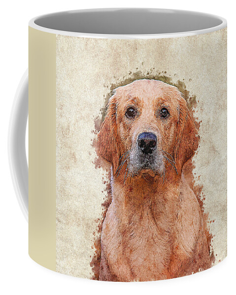 Golden Coffee Mug featuring the painting Lovely Red Golden Retriever by Custom Pet Portrait Art Studio