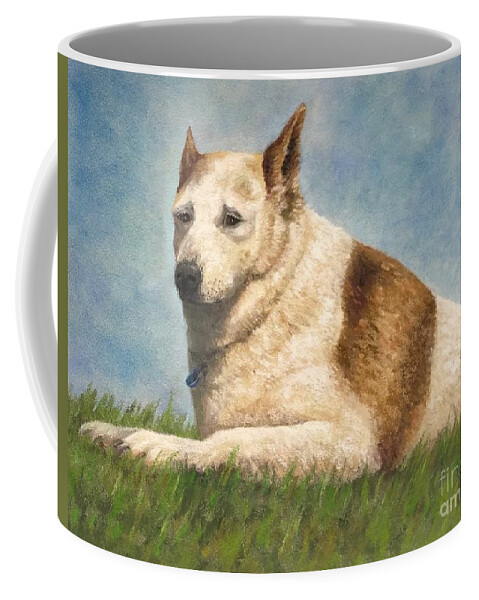 Dog Coffee Mug featuring the pastel Loyal Rescue by Wendy Koehrsen